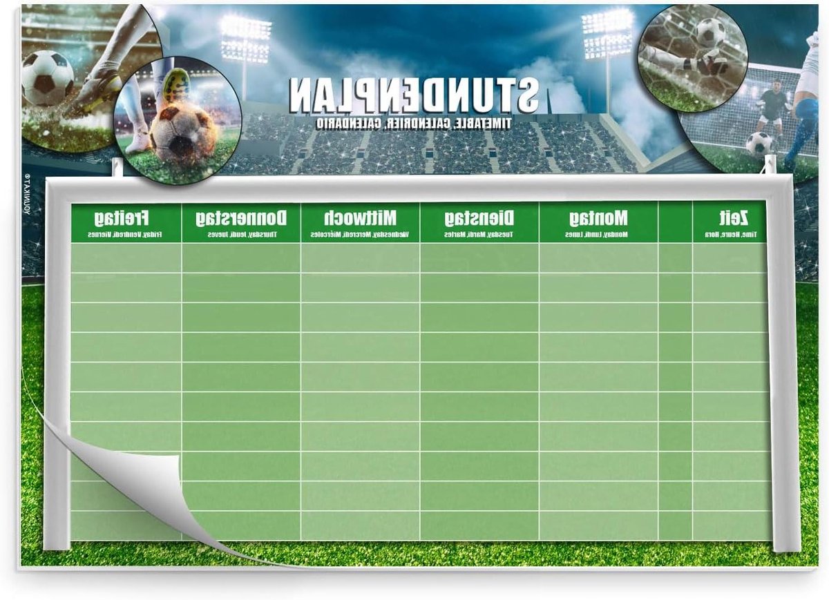 Lesrooster Voetbal - Schoolplanner Agenda - Dagelijkse Organisatie - Beschrijfbaar Oppervlak - DIN A4 - Stadion