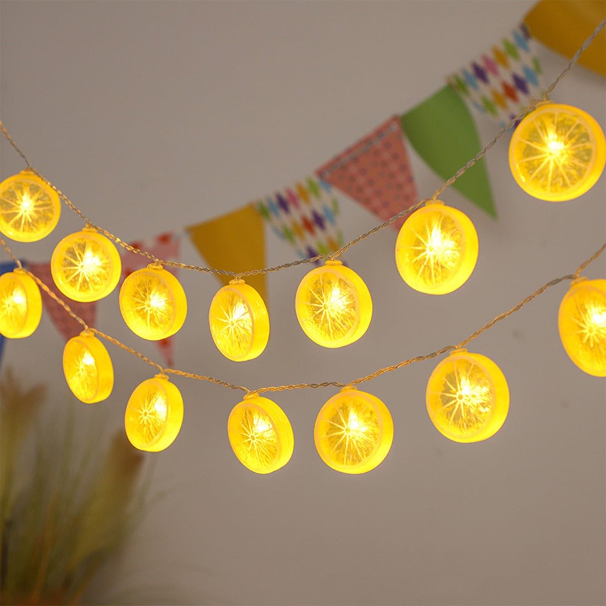 ONF3 - 3m 20 LED Lemon Fairy Lights - Batterij Aangedreven - Decoratieve Lichten - Sfeervolle Verlichting - Buiten en Binnen - Geschikt voor Fee...