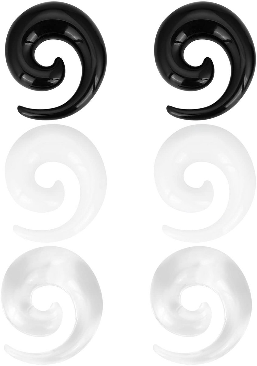 ONF3 - Oorpiercings Kit - 3 Paar Oorpiercings - Acryl Stretchslak - Zwart Wit - Oorexpanderset - Comfortabel draagbaar - Geschikt voor alle gele...