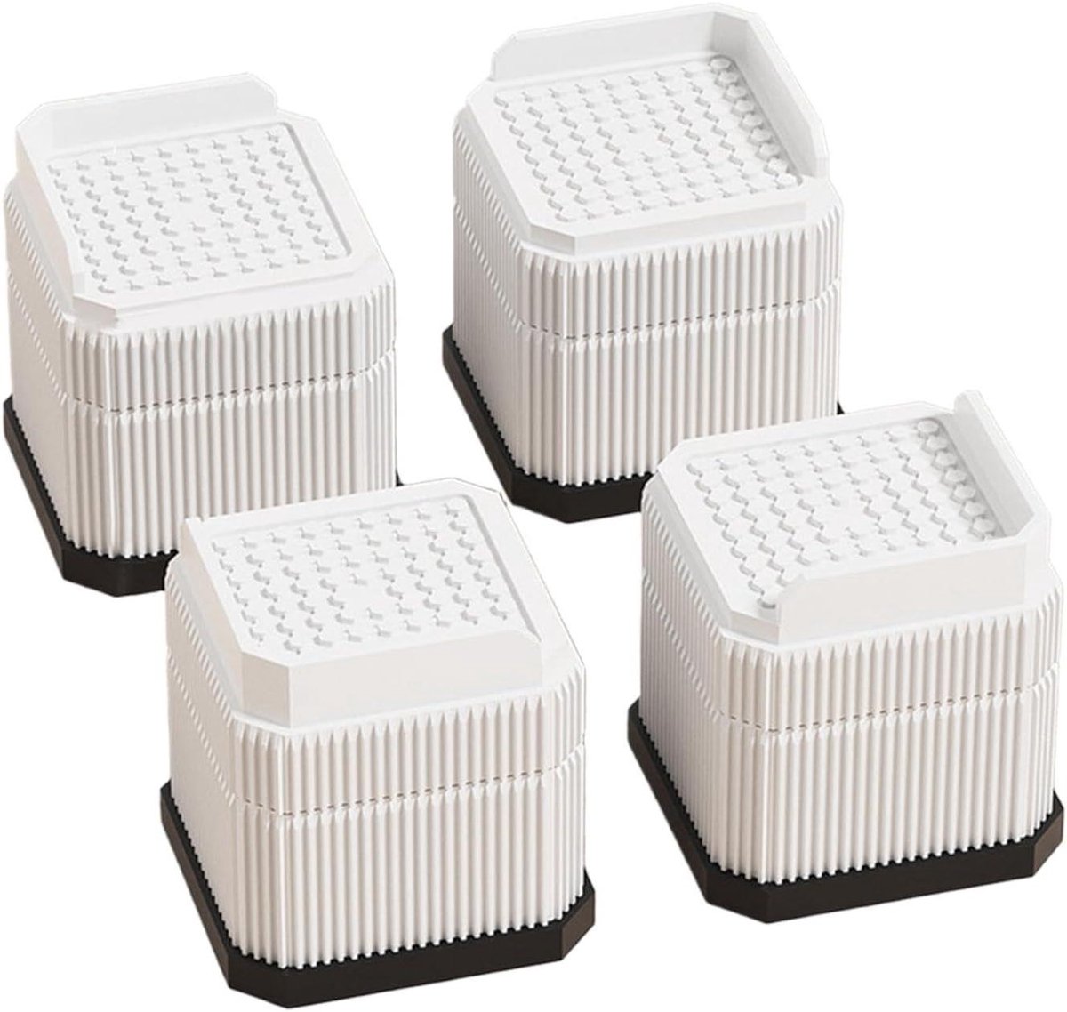 Meubelverhogers Set - Bed Lifters - Meubels Verhogen - Antislip Geluiddempend - 4 Stuks 7.5cm - Wit