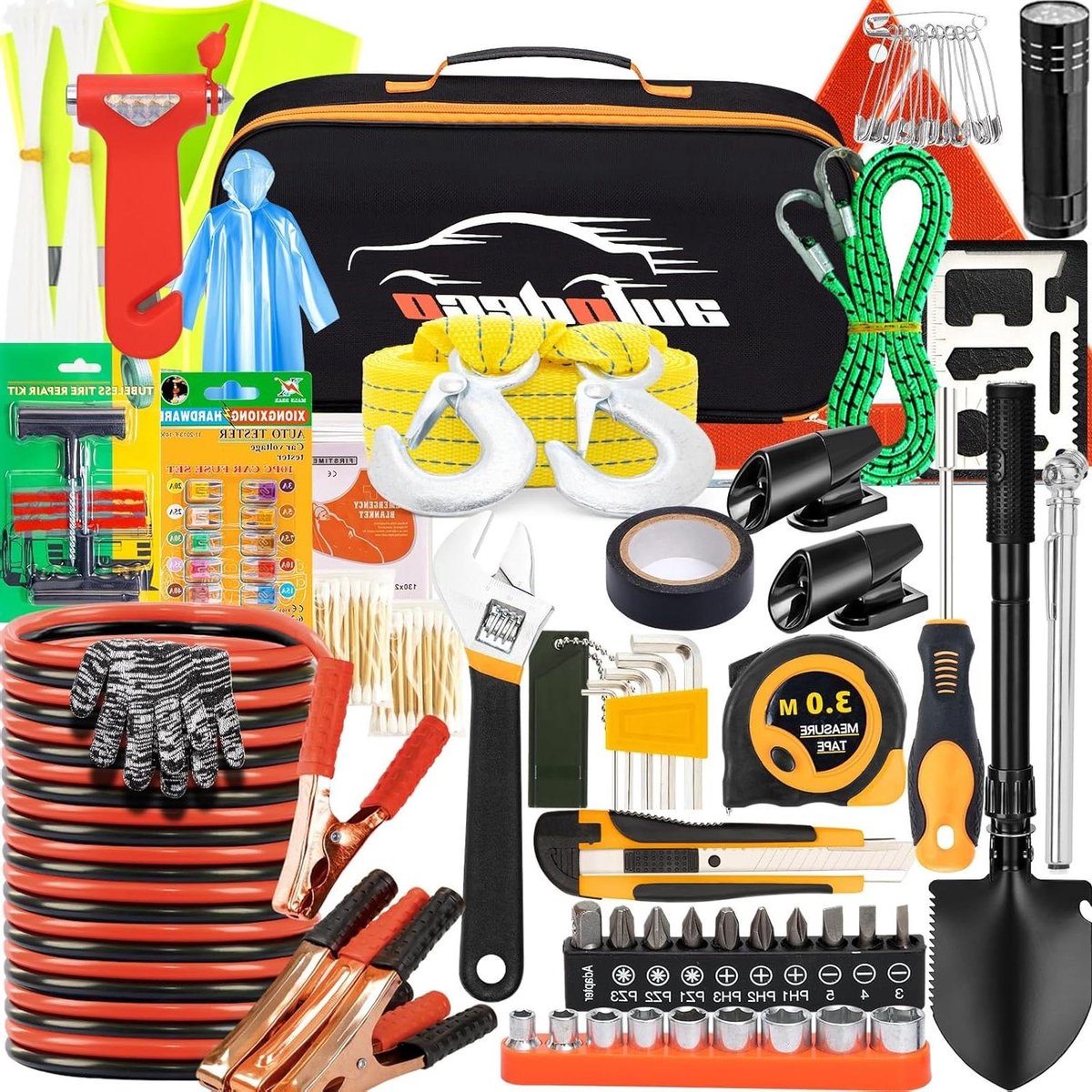 Noodgevallen Kit - Auto Veiligheid - Wegenwacht Hulp - 82 Delige Set - 2.72 Kilogram - Oranje