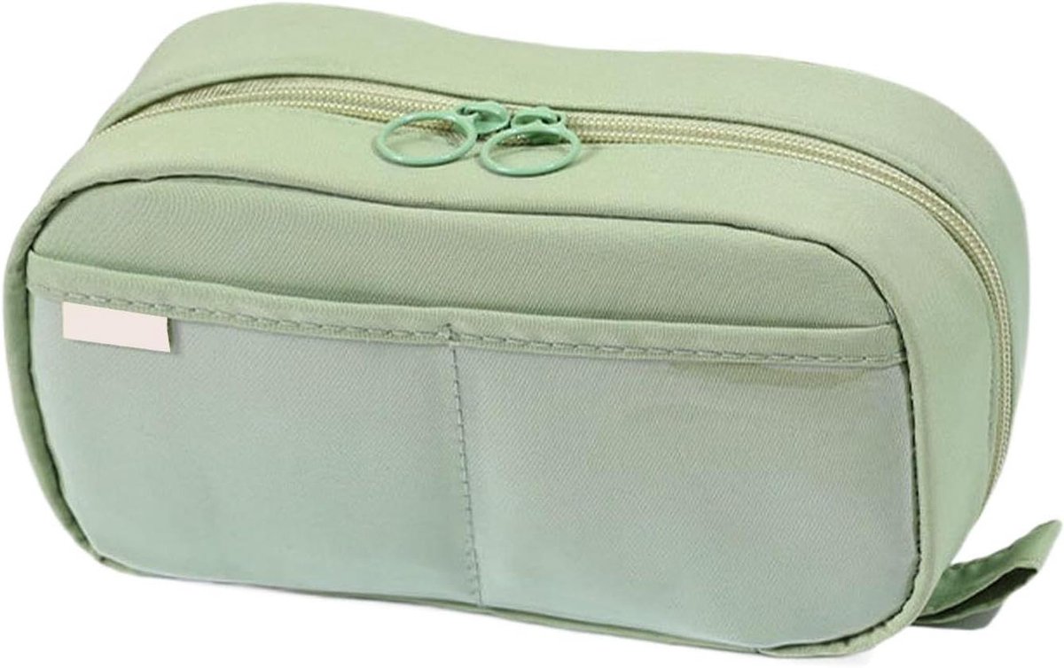 Grote pennenetui - Opbergtas potloden - Schoolspullen organiseren - Waterdicht polyester - 21 x 7 x 11 cm - Groen