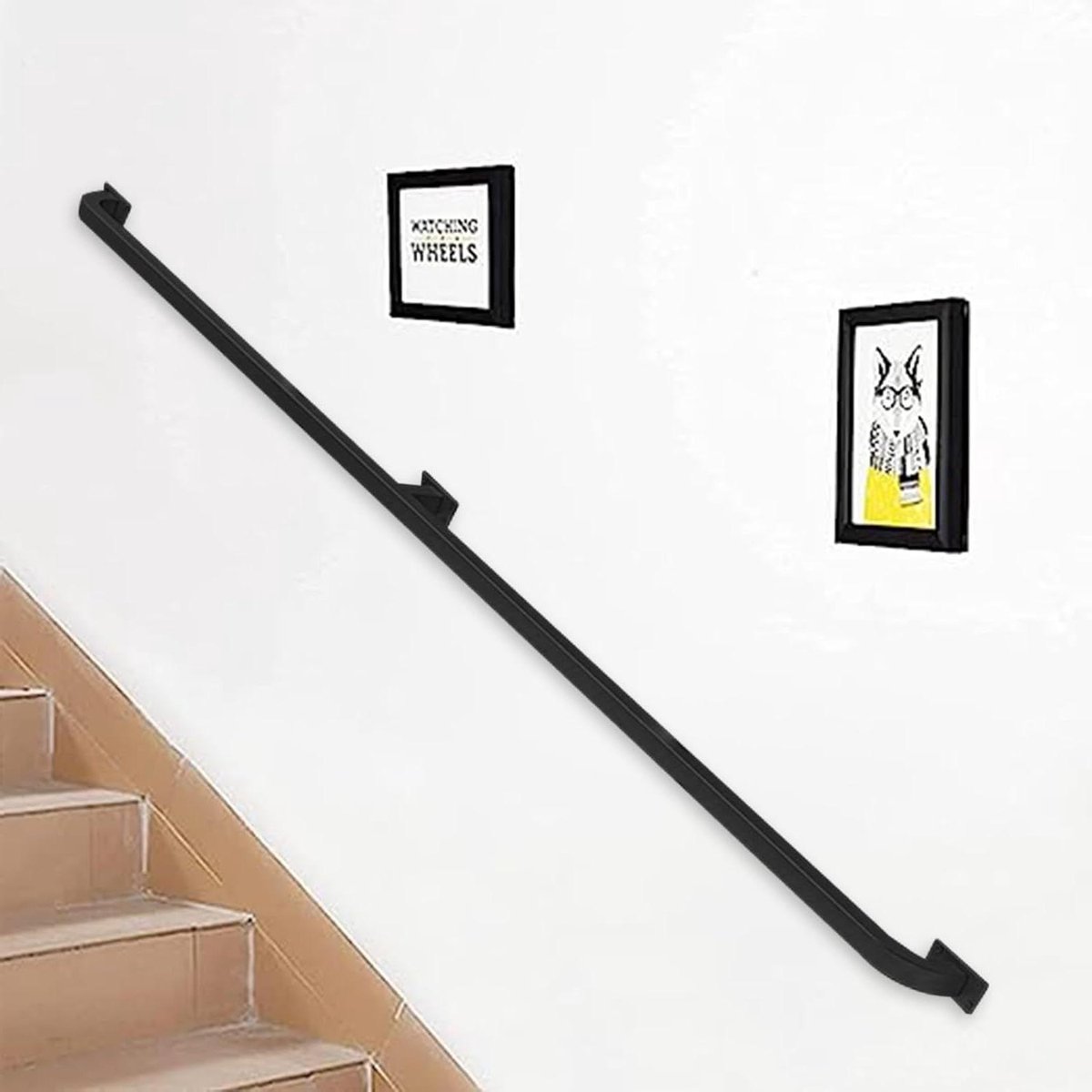 Trapleuning Metaal - Veiligheidshandrail - Trap Veiligheid - Smeedijzer Stevig - 350cm - Zwart