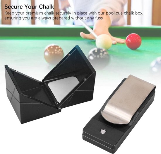 Krijthouder - Keu Accessoire - Biljart Spelen - Aluminium Flip Cover - 13 cm - Zwart — afbeelding 2