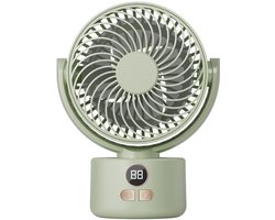 VHV - Ventilator - Tafelventilator - Mini ventilator - Oplaadbare bureauventilator - Stille tafelventilator - Met USB-aansluiting - Kleine ventilator voor de slaapkamer - Oscillerende - Voor langdurig gebruik - Groen