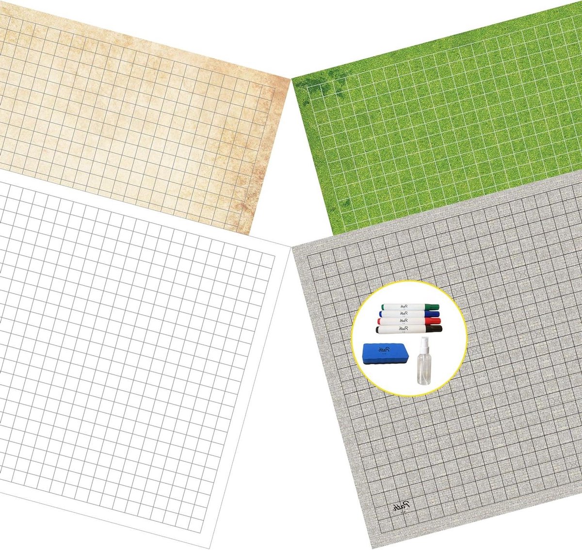 Battle Grid Mat - Rollenspel Mat - Avonturen Spelen - Dubbelzijdig Ontwerp - 91 x 61 cm - Multi