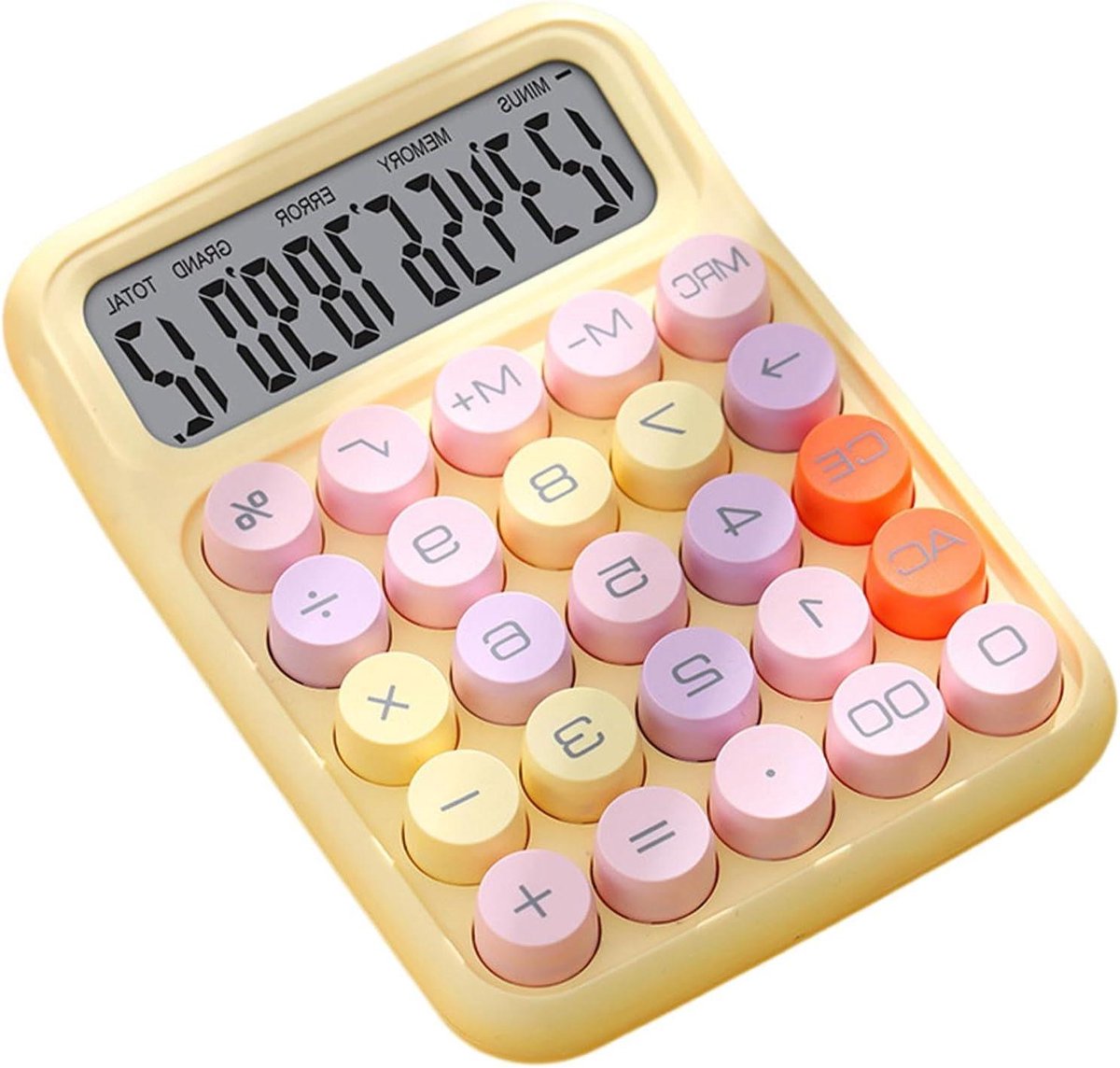 Mechanische Rekenmachine - Bureau Computer - Financiële Taken - Groot Display - 16 x 11 cm - Geel