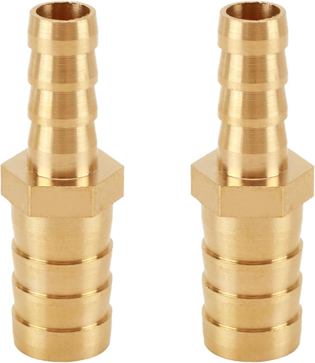 Hose Connector Set van 2 Stuks, 10 mm x 6 mm, Messing Adapter voor Water, Gas en Luchtgebruik