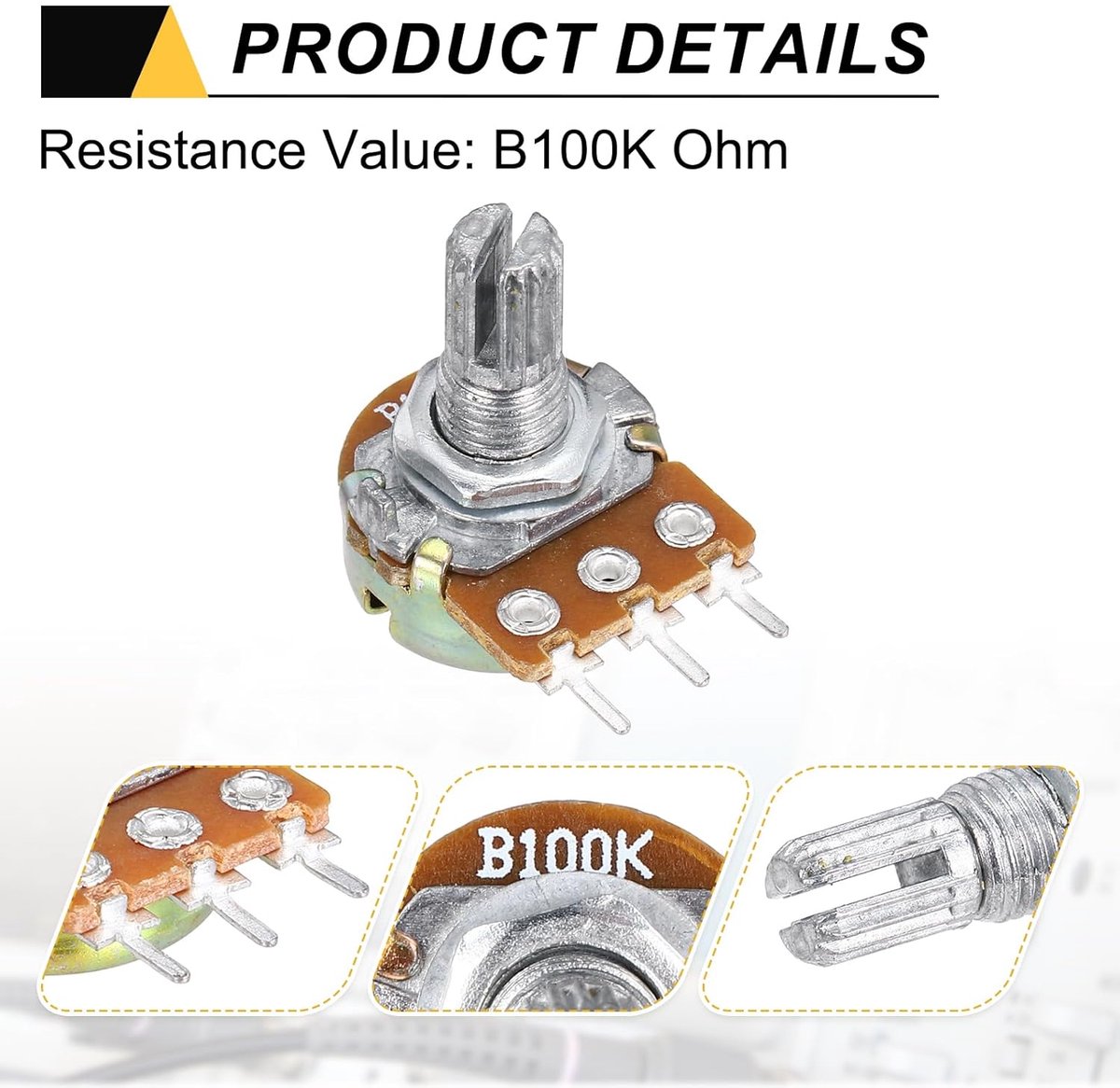 Variabele Weerstanden - Potentiometers - Audio Volume Regeling - Lineaire Taper - B100k Ohm - Zilver