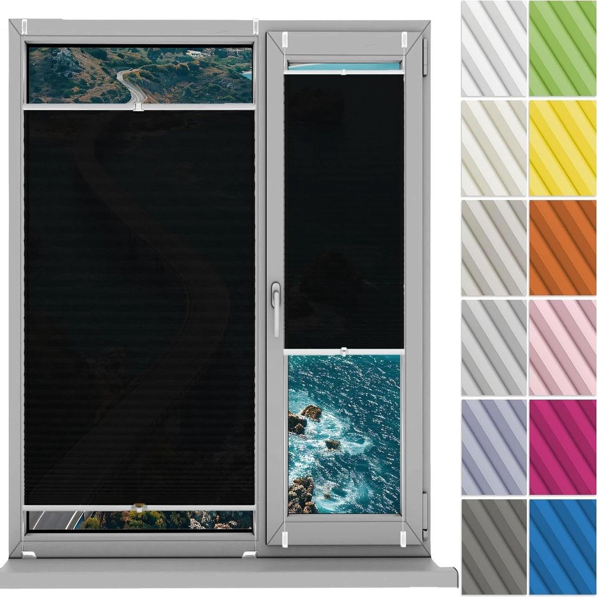 Plisségordijn Verduistering - Klemfix Gordijn - Raam Decoratie - Energiebesparend - 40 x 1