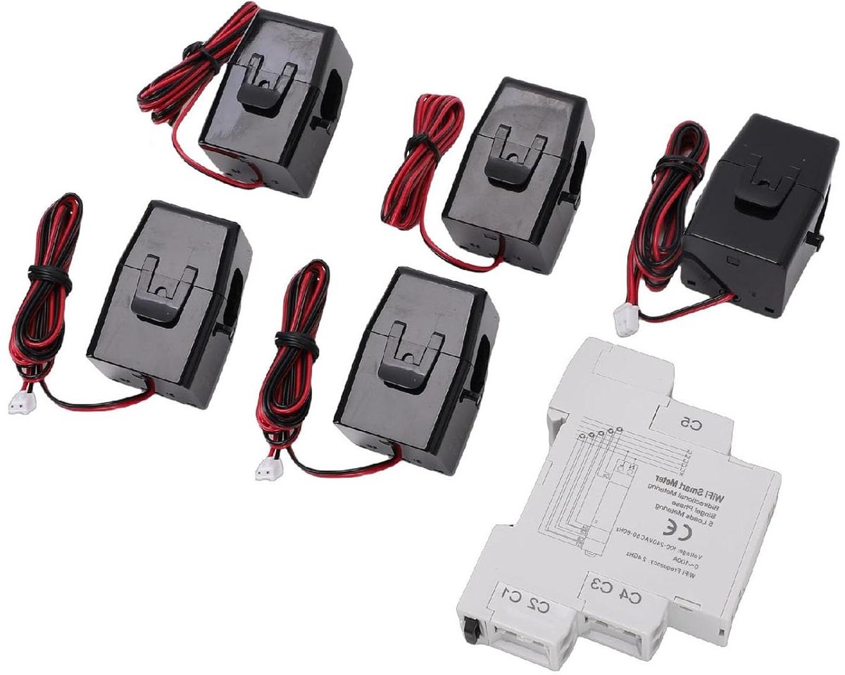 Slimme Energiemeter - Vermogensmonitor - Energie Verbruik - Bidirectionele Meting - 3-Fase 100A - Wit