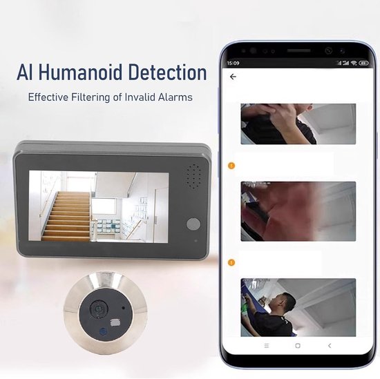 Digitale Deurspion - Videodeurbel Camera - Huis Beveiliging - 4.3 Inch HD Scherm - 1080P Resolutie - Zwart — afbeelding 5