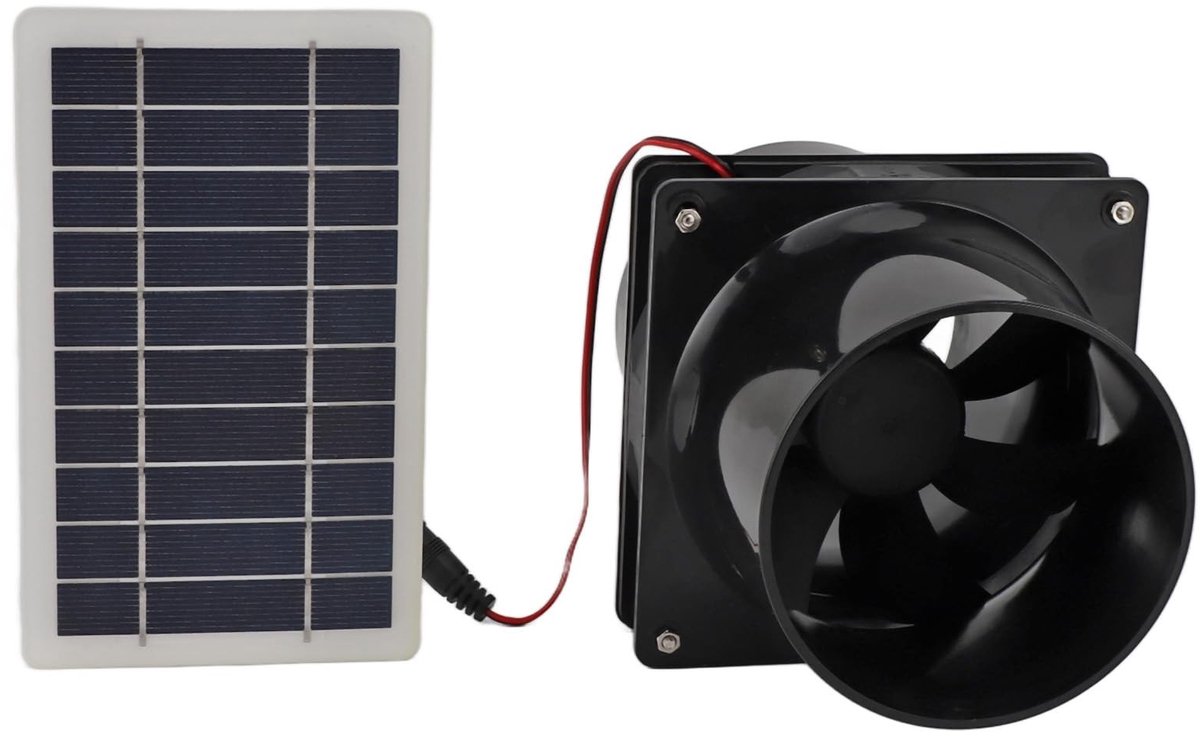 aladdien - Solar afvoer ventilator - Rond buizen - ABS zonnepaneel - Ventilatie kit - Koelt en comfortabel - Zonne energie - Geschikt voor kamer - Z...
