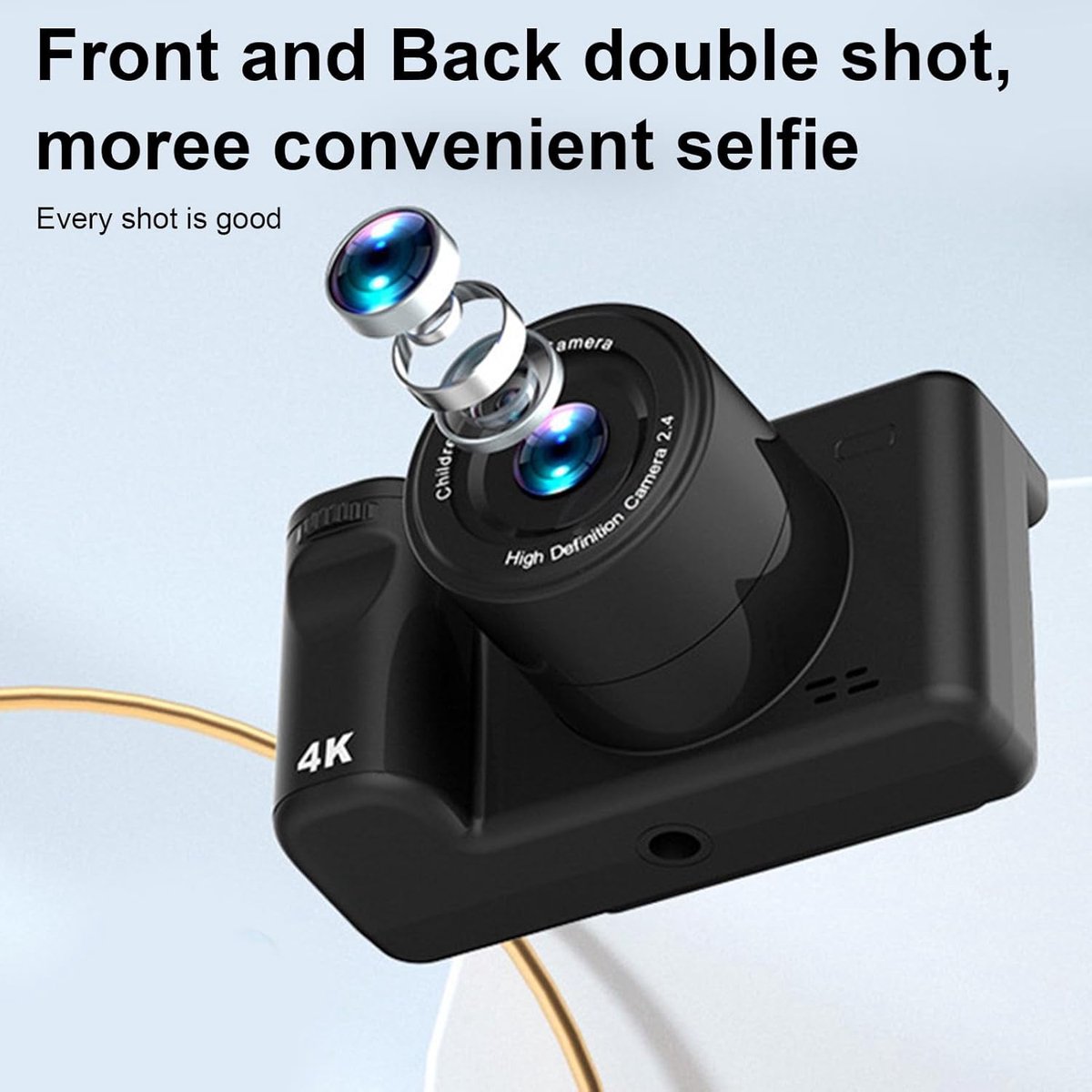 Camera - Digitale Camera - 4K Digitale Camera - 48MP Vlogging Camera met Dubbele Lens (Front & Rear) - Vintage Fototoestel met Nachtmodus & Autofocus - 2.4 Inch IPS Scherm - 8X Zoom & Beeldstabilisatie - Zwart thumbnail 4