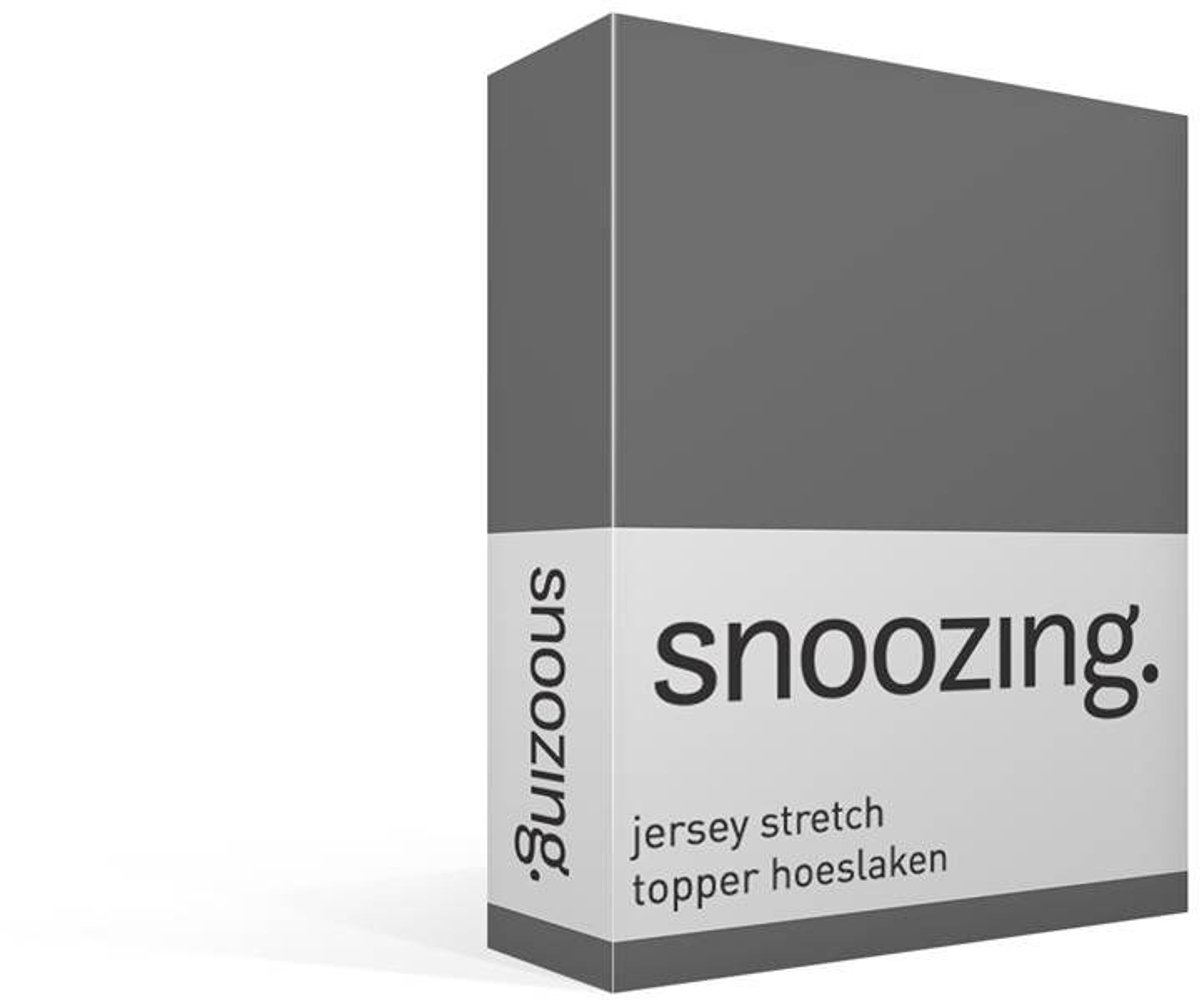 Snoozing Jersey Stretch - Topper - Hoeslaken - Lits-jumeaux - 200x200/220 cm - Antraciet
