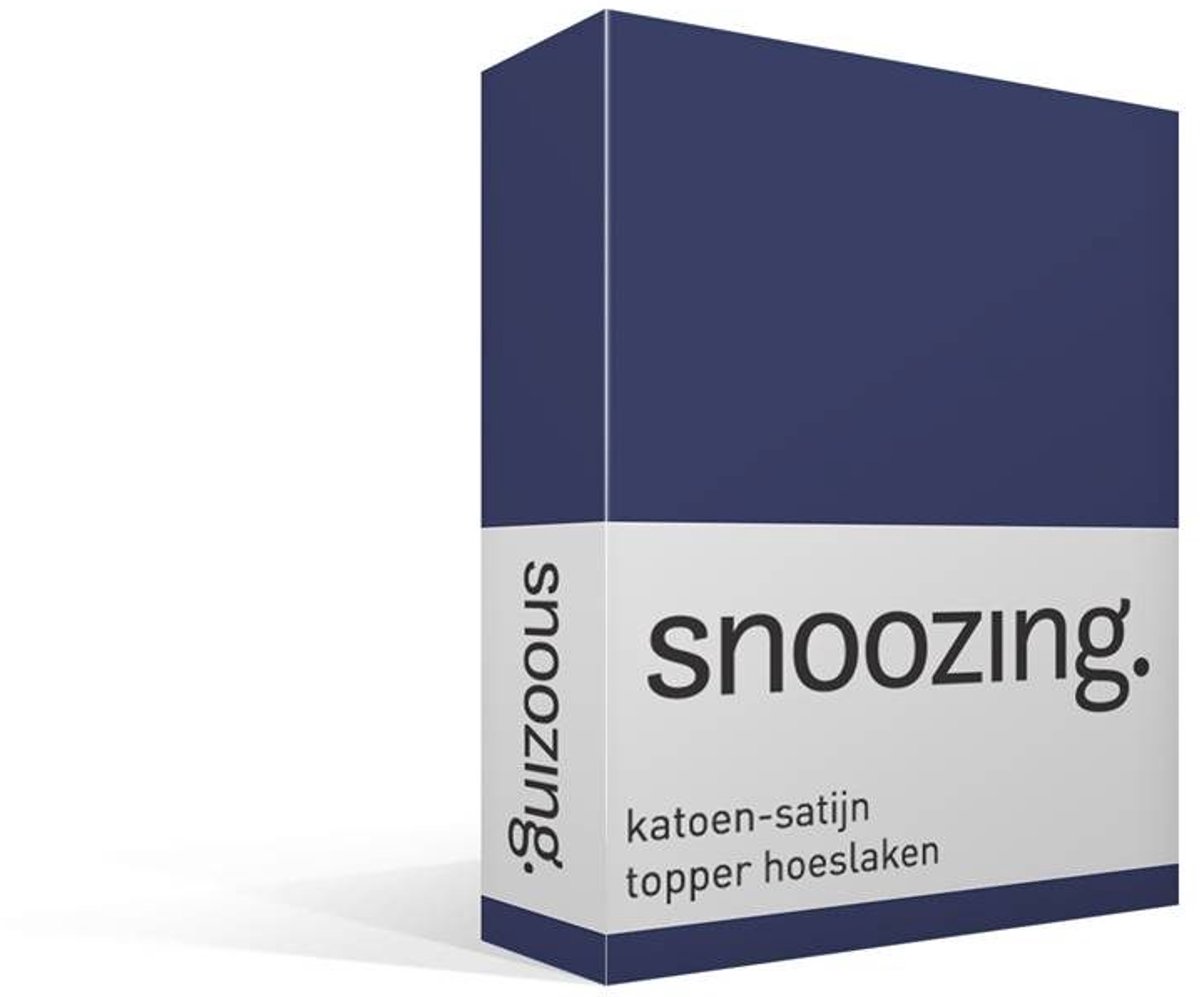 Snoozing - Katoen-satijn - Topper - Hoeslaken - Eenpersoons - 70x200 cm - Navy