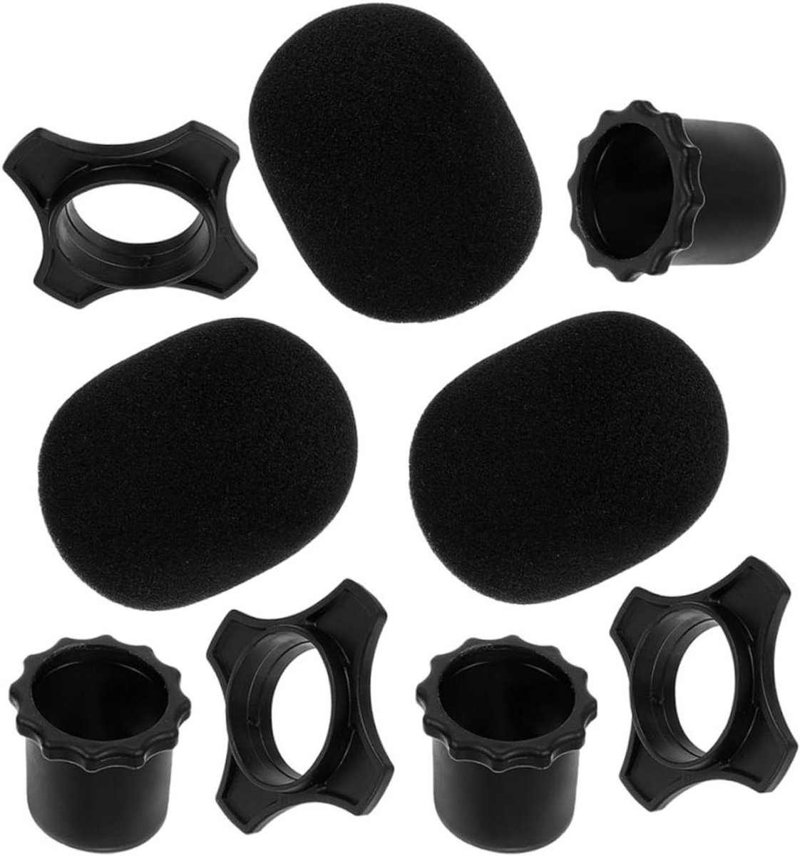 Microfoonhoezen Spons - Beschermhoezen - Geluid Verbeteren - Universele Pasvorm - 3 Sets - Zwart