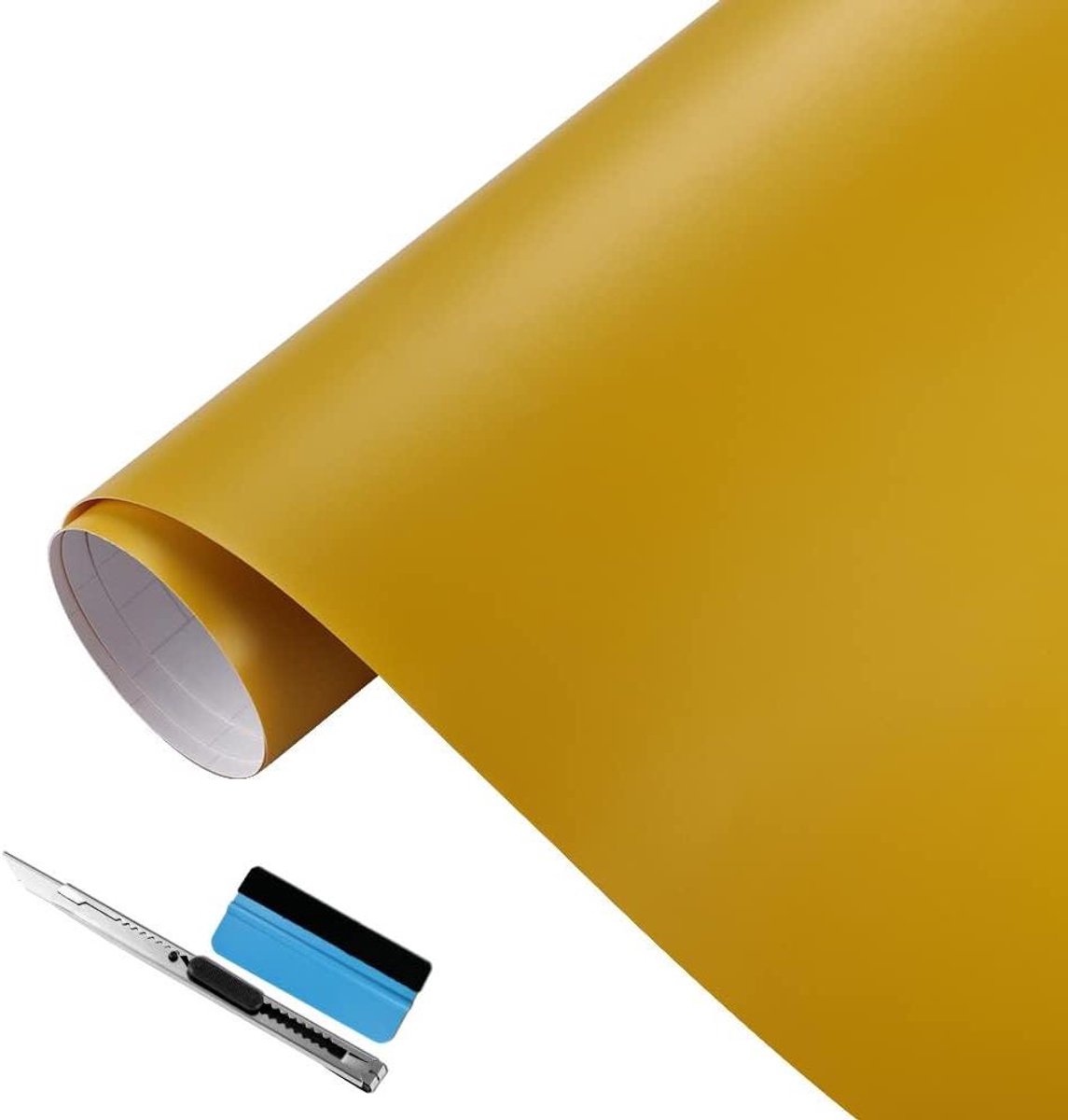 Vinyl Folie - Wrap Sticker - Auto Styling - Luchtkanaal Technologie - 50x150 cm - Mat Geel