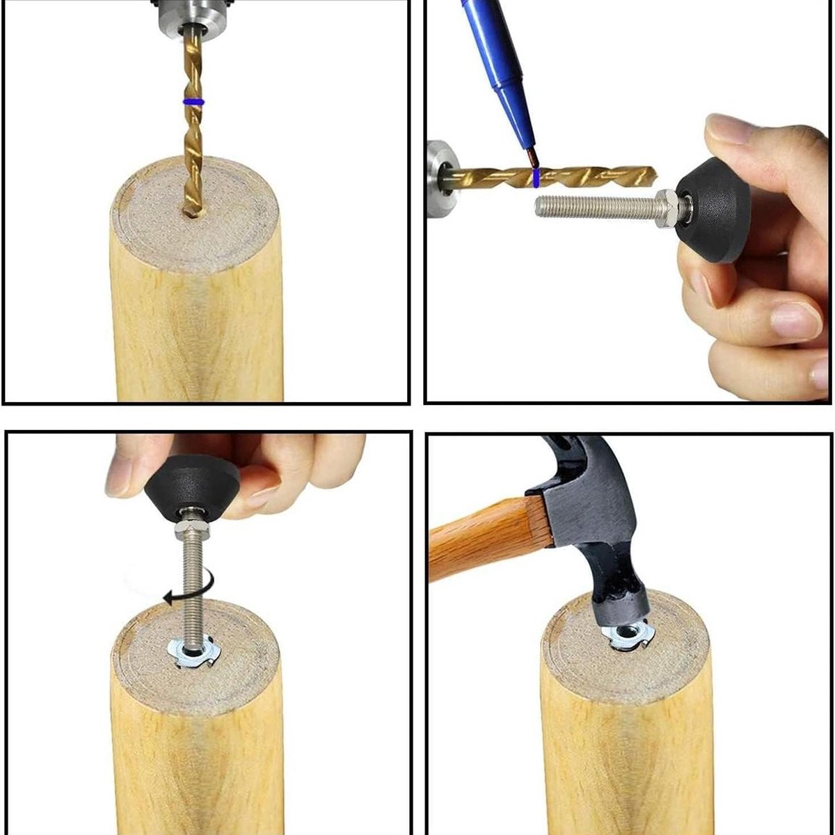 Stelvoeten Set - Meubelregelaars - Meubels Stabiliseren - Antislip Basis - 12 Delig - Zwart