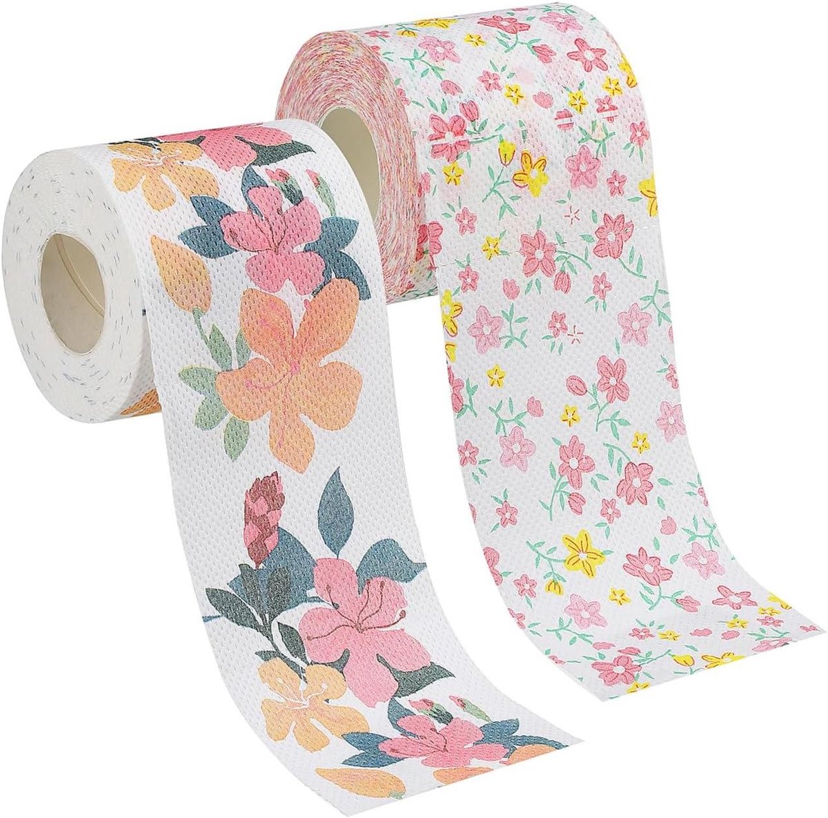 Toiletpapier Rollen - Bloemenprint Papier - Dagelijks Gebruik - Zachte Huidervaring - 2 Pakken - Wit