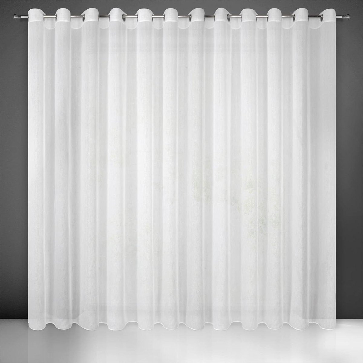 Gordijn Transparant - Licht Doorlatend - Woonkamer Decoratie - Verticale Regenstructuur - 140x250 cm - Wit