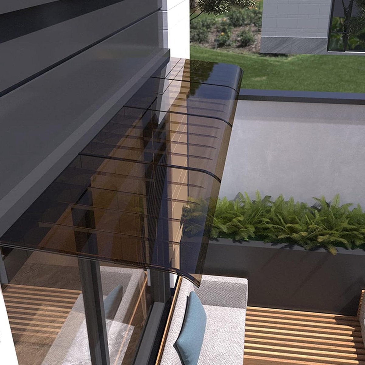 Deurluifel Polycarbonaat - Voordeur Luifel - Regen Beschermen - Stevig Ontwerp - 40x140cm - Paars