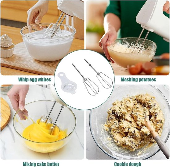 Handmixer Opzetstukken - Kloppers Set - Bakken en Mixen - Roestvrij Staal - 2 Stuks - Zilverkleurig — afbeelding 3