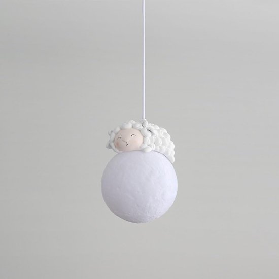 Hanglamp Kinderkamer - Maanlamp Kinderen - Sfeerverlichting Creëren - Creatief Cartoon Design - 15 cm Breed - Wit — afbeelding 3