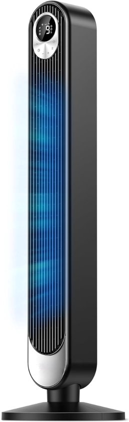Stille Torenventilator Zwart 34 dB – 7,3 m/s Luchtstroom, 90° Oscillatie, 6 Snelheden, Afstandsbediening