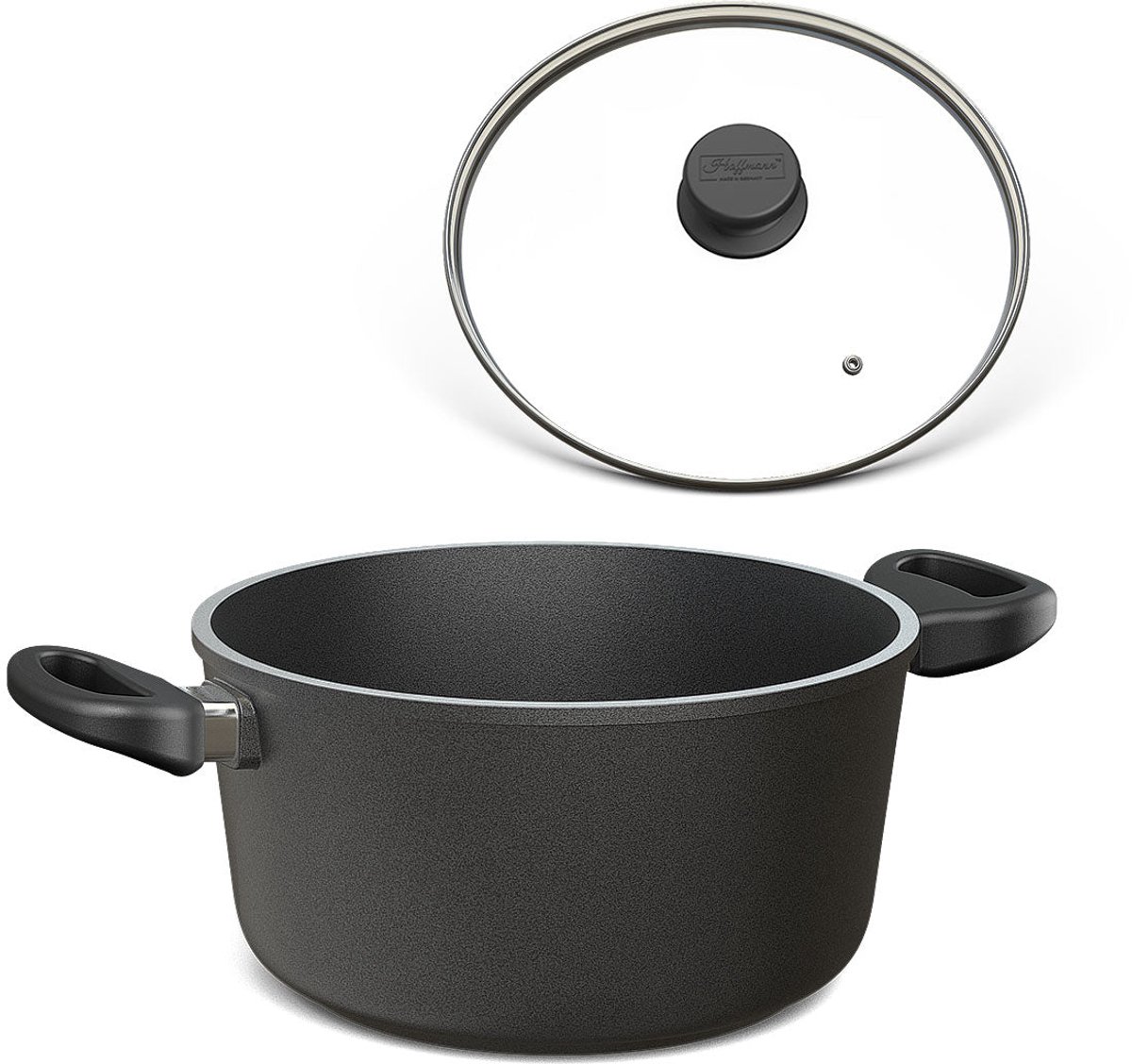 Hoffmann CLASSIQ kookpan - Ø 20 cm - 2,5 liter - Antikleef - Twee zijgrepen - Met glazen deksel - Gemaakt in Duitsland
