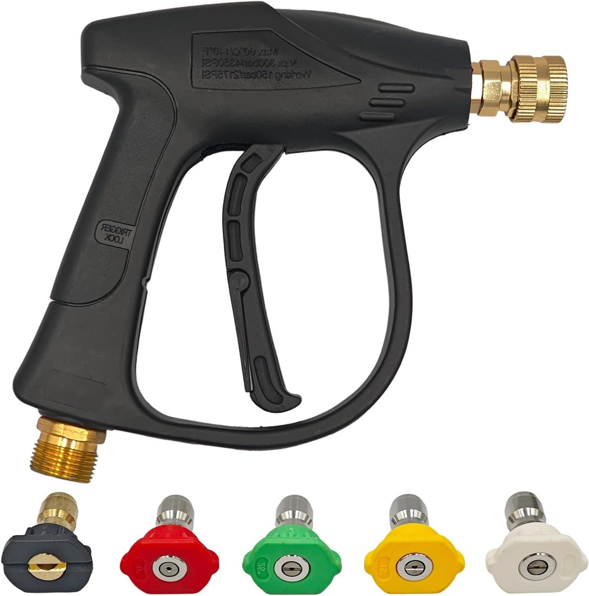 Hogedrukspuit met 5 sproeipunten, 4000 PSI, M22-14 mm aansluiting en 1/4 inch snelkoppeling, ideaal voor auto, terras en motorfiets reinigen