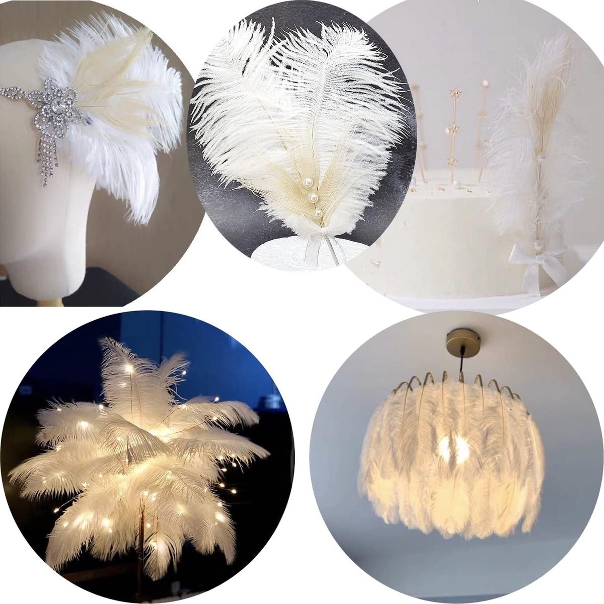 Pakket van 10 Natuurlijke Struisvogelveren 20 - 25 cm voor Creatieve Projecten, DIY Dromenvangers, Decoratie en Kostuums