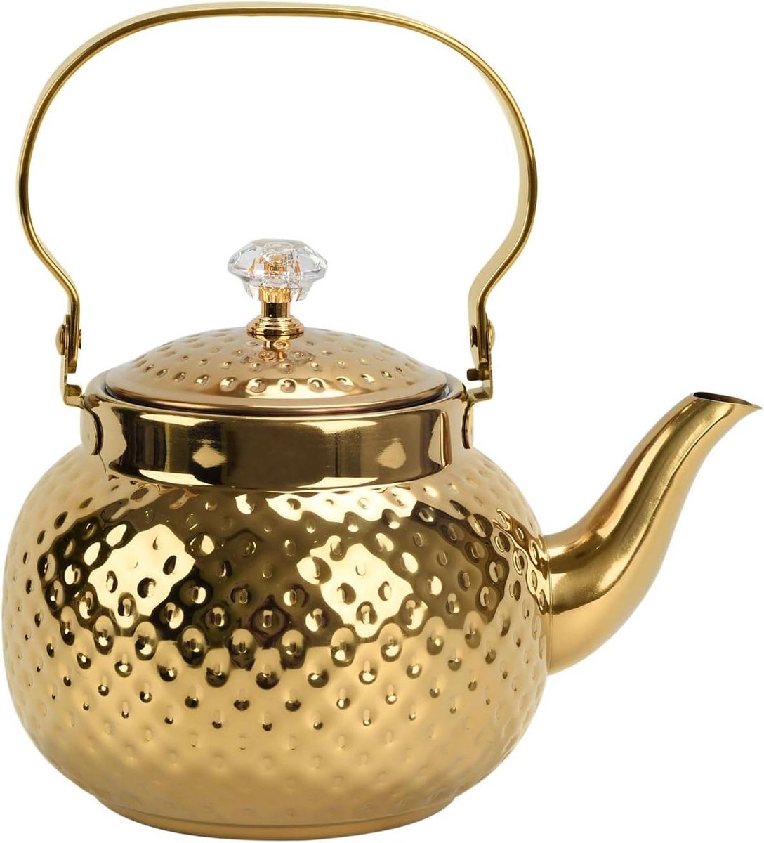 Gehamerde Theepot - Roestvrijstalen Ketel - Thee Zetten - Met Ingebouwde Zeef - 1.2 Liter