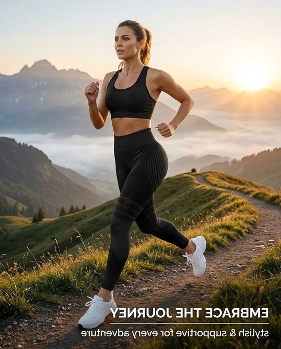 Anti-cellulitis-leggings - sportlegging voor dames - lange compressielegging billen push-up hoge taille ondoorzichtig - yoga pilates sportbroek - 1 stuk(M Zwart) van Merkloos — afbeelding 2