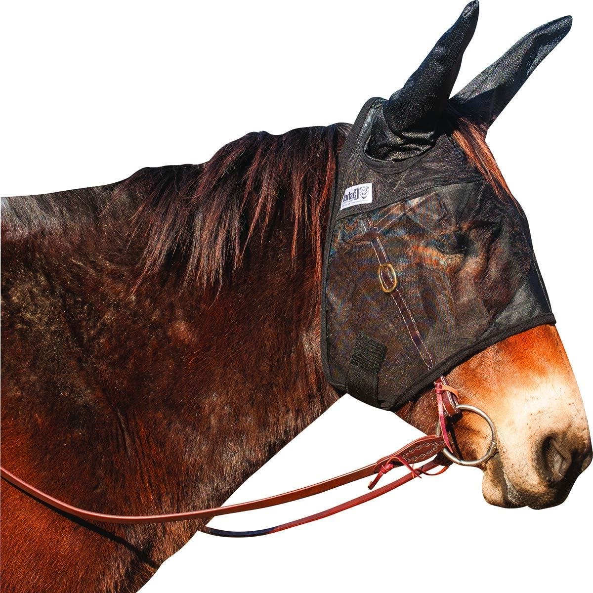 Vliegenmasker Paard - Insectenmasker - Tijdens het rijden - Transparant gaas - Standaard met oren - Zwart