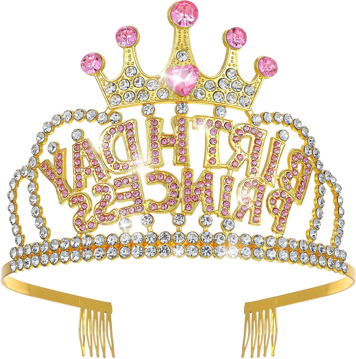 Verjaardagskroon voor Meisjes en Vrouwen - Tiara met Kristallen en Strass voor Feestjes en Verjaardagen - Party Accessoires voor Prinsessen en Feestvierders
