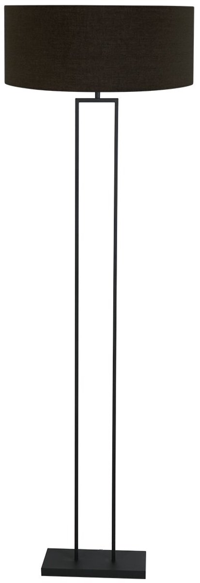 Vloerlampen Zwart Metaal/Textiel 50 cm Steinhauer Stang 3962ZW met E27 fitting en zwarte linnen kap met gouden binnenkant