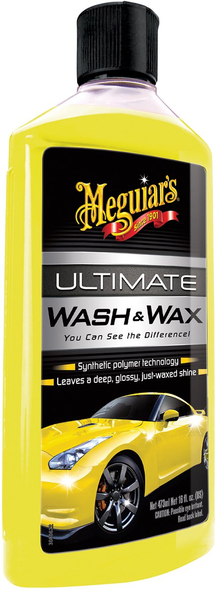 Meguiar’s Ultimate Wash & Wax 473ml – Autoshampoo Met Wax – Carnauba & Synthetische Polymeren – Reinigt & Beschermt Lak