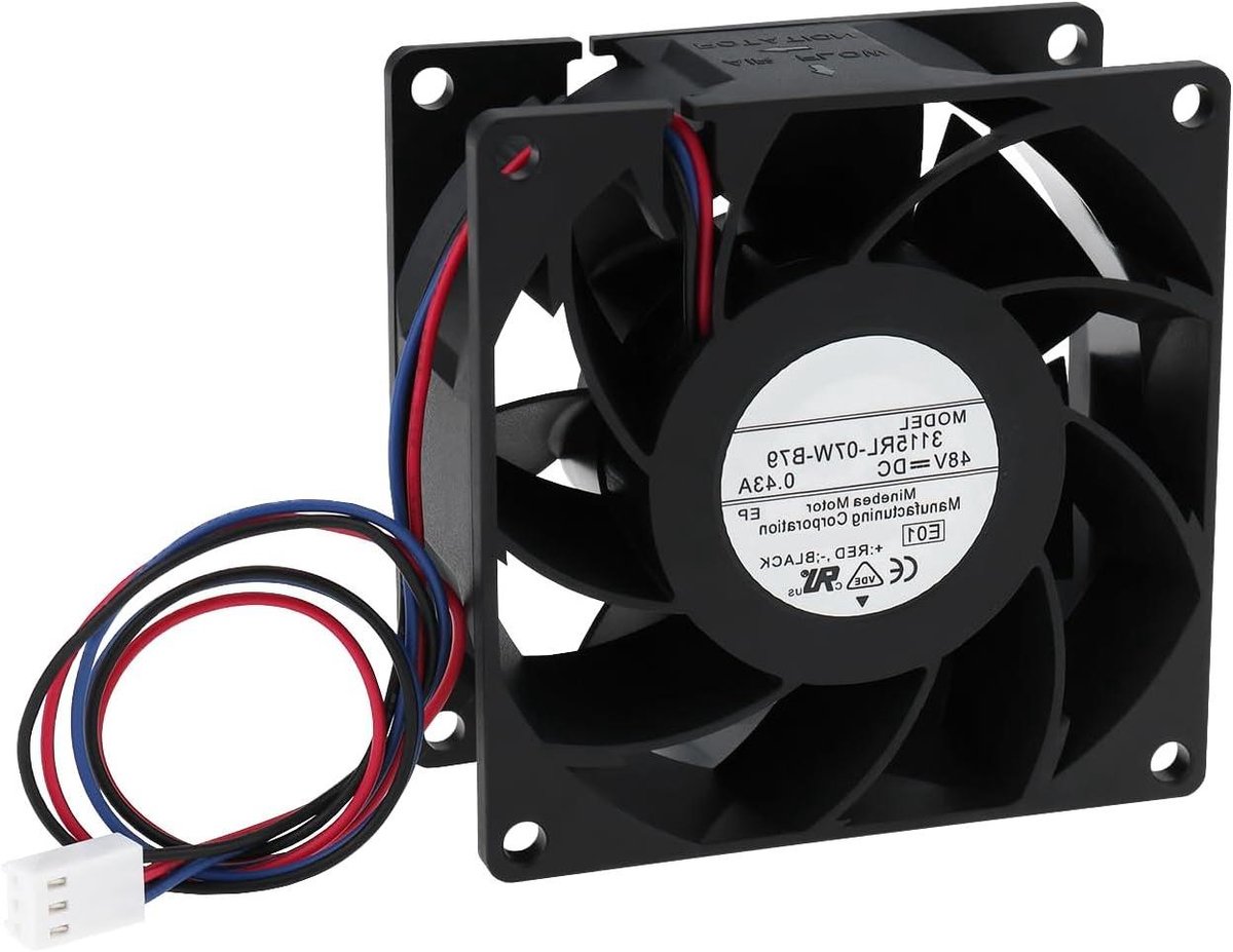 Koelventilator - DC ventilator - Industriële koeling - Directe vervanging - 80x80x38mm - Zwart