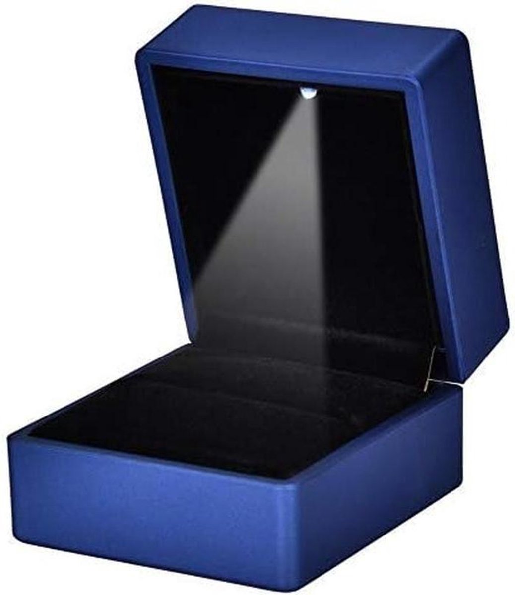 LED Ring Doos - Juweel Houder - Bruiloft Cadeau - Ingebouwde LED - 90 x 70 x 35 - Zwart