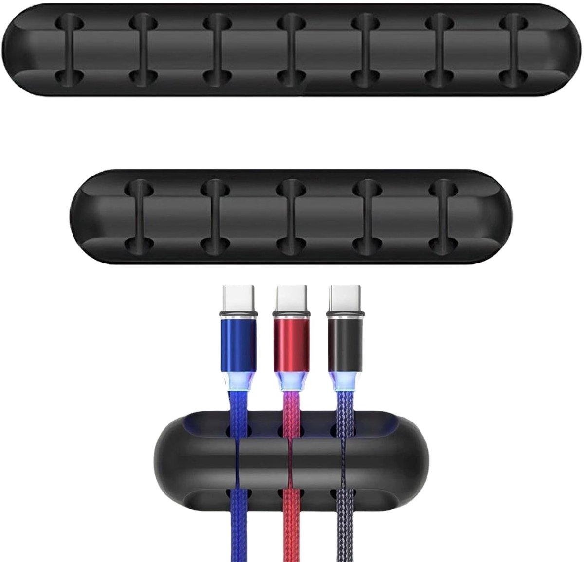 Zeynomax - Kabelhouder - Kabelbeheer - Zelfklevende kabelorganizer - Zwart - Multifunctionele kabelgeleidset - Ideaal voor bureau en auto - 3 stuks