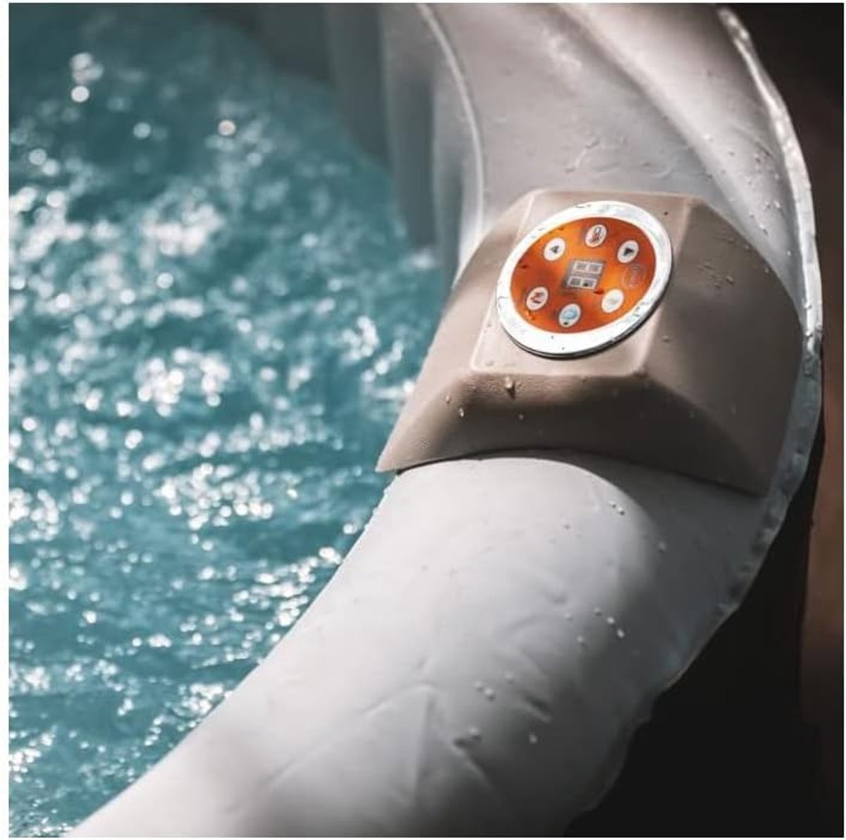Opblaasbare Whirlpool Spa 4 Personen – Luxe Ronde Jacuzzi met 130 Jets, Outdoor Hot Tub, Snelle Opblaasfunctie & Comfort Massage – ABTkantoor Premium Wellness Spa