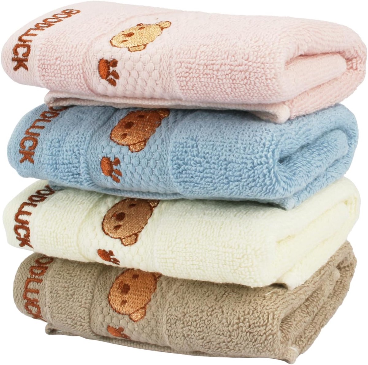 4 stuks washandjes voor kinderen - zachte kinderhanddoek van katoen - kleurrijke cartoon kinderbadhanddoeken - 50 x 25 cm - handdoekenset voor lichaam en gezicht