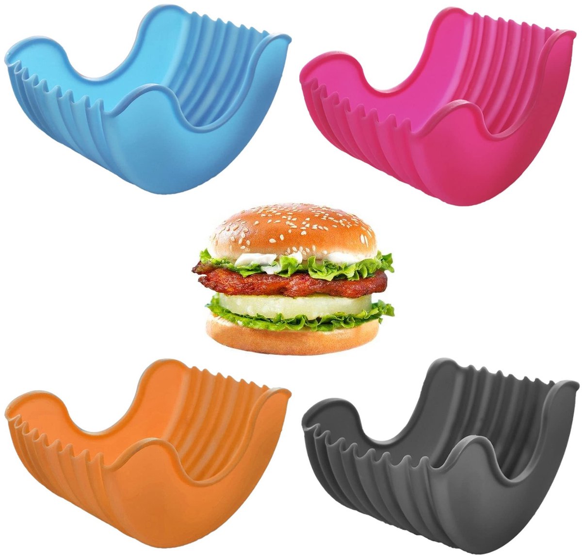 VT Goods - Hamburgerdoos - Siliconen - Herbruikbaar - Hygiënisch - Antiaanbaklaag - 4 Stuks