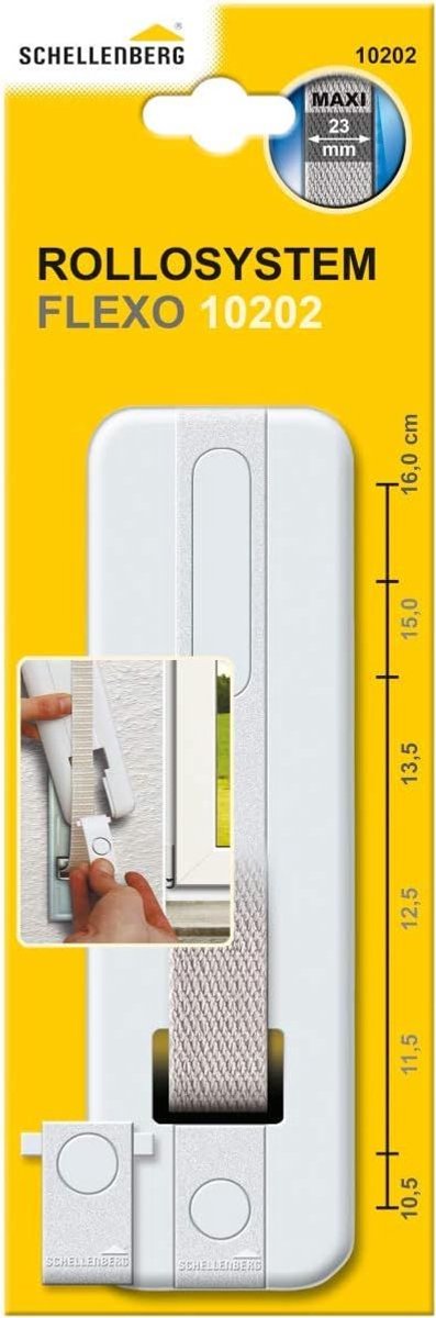 Schellenberg 10202 Flexo Maxi rolluikpaneel: 23 mm breed, 6 gaten met een tussenafstand van 10,5 cm tot 16 cm, wit, zonder de rolluikband te verwijderen, 10,5-16 cm