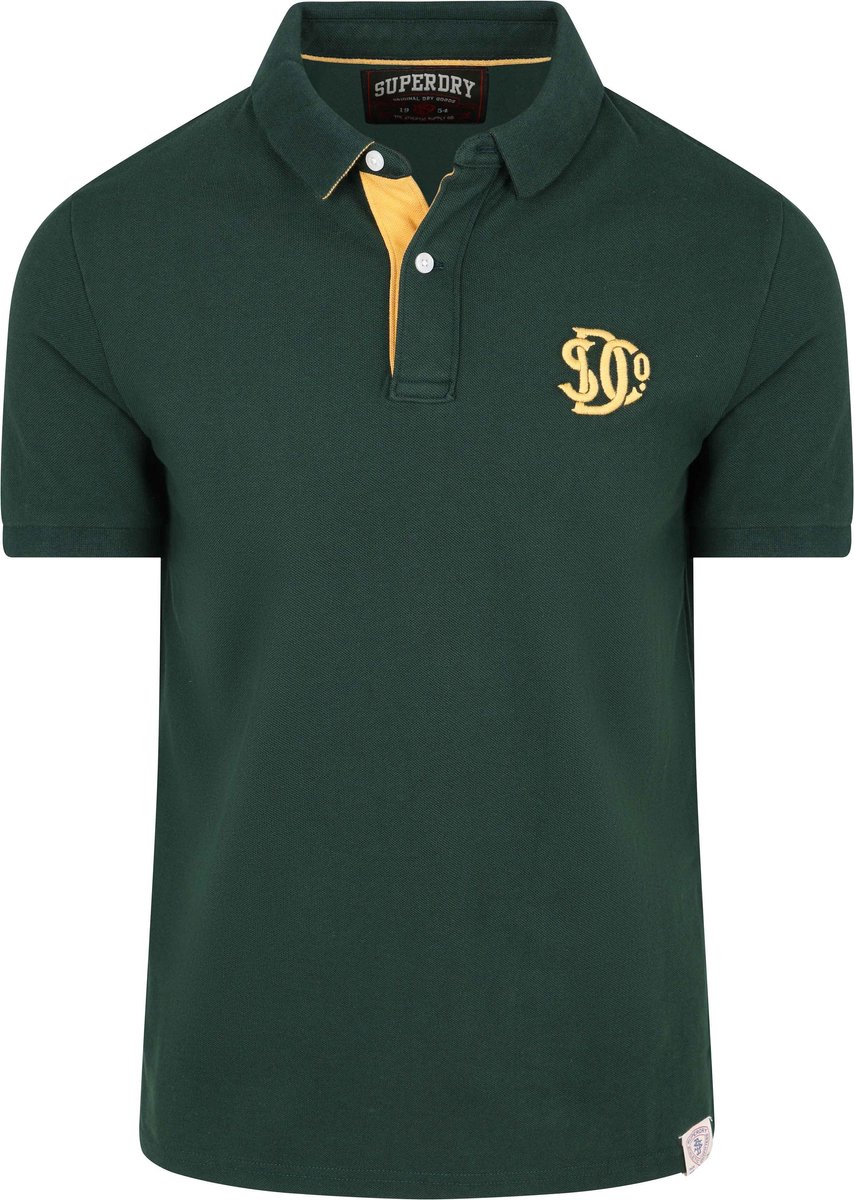 Superdry Polo Piqué Monogram Donkergroen – Heren