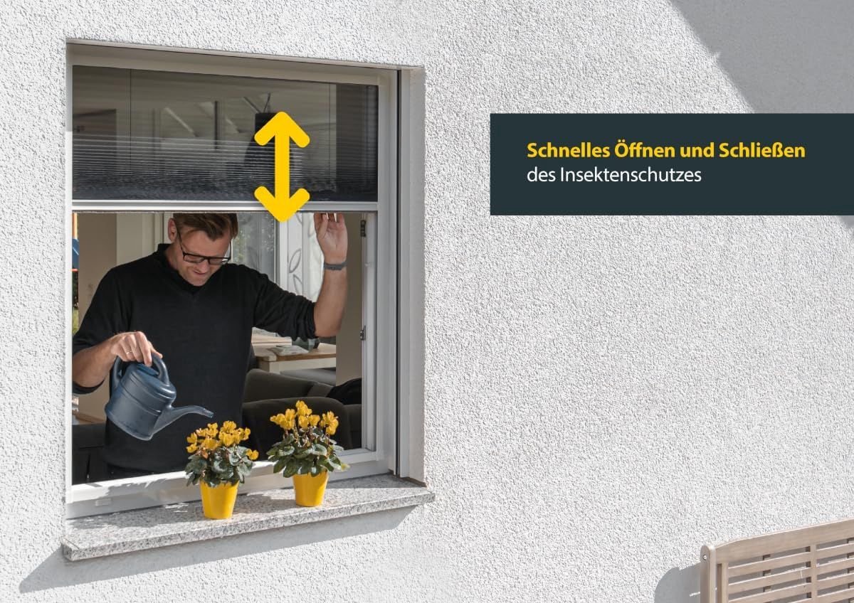 Schellenberg 70992 Insectenhor plisségordijn voor ramen 140 x 150 cm Vliegenhor voor ramen, wit