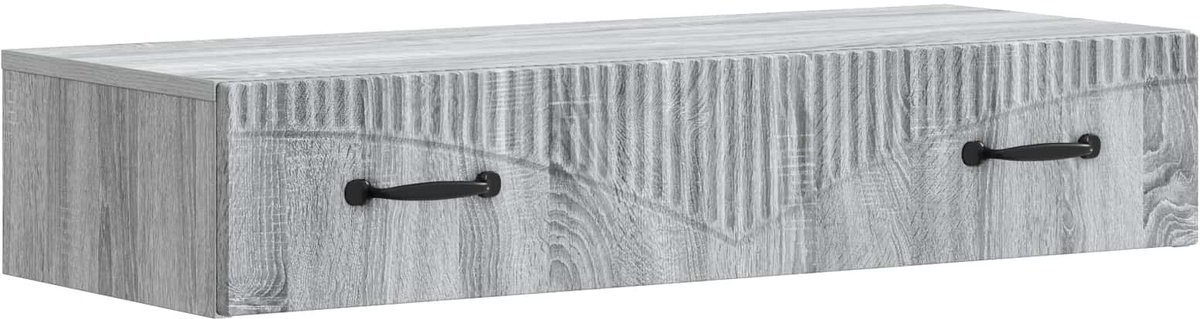vidaXL Wandgemonteerde - Zijtafel - 87,5 - x - 34,5 - x - 17 - cm - Bewerkt - hout Grijs sonoma
