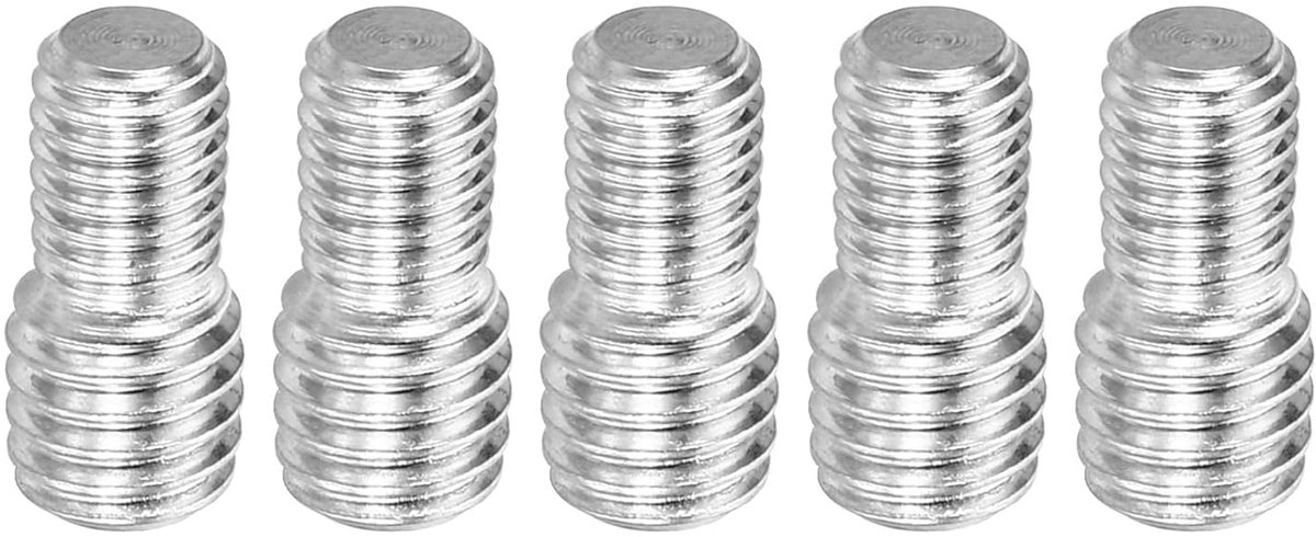M5 x M6 x 12 Dubbel Gewikkelde Bouten - 5 stuks RVS 304 Draad Reducer Adapter voor Meubelaccessoires - Lengte 12mm