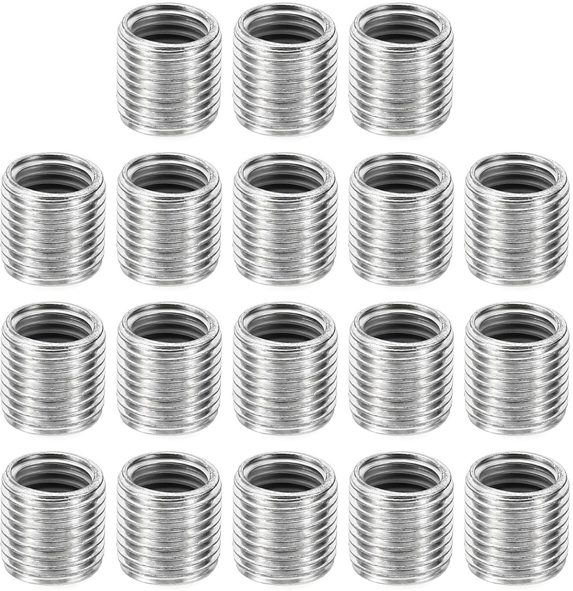 M10 x M8 x 10mm Metal Feeder Nut - 18pcs Threaded Inserts Male-Female - Adapter Reducer Screw Zinc Wit